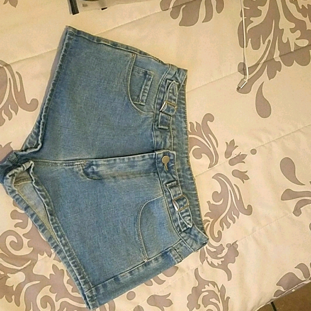 Buckle Detail Denim Shorts